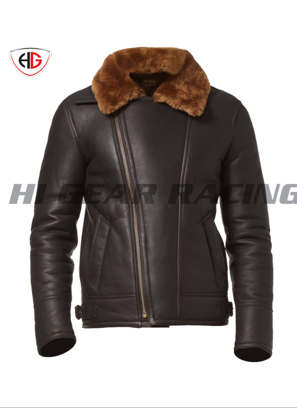 Hi Gear Racing BROWN/GINGER SHEARLING SHEEPSKIN FUR LEATHER