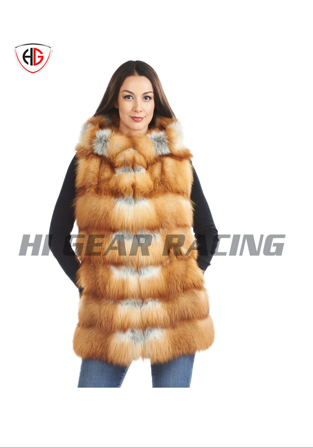 Hi Gear Racing Long Red Fox Fur Vest