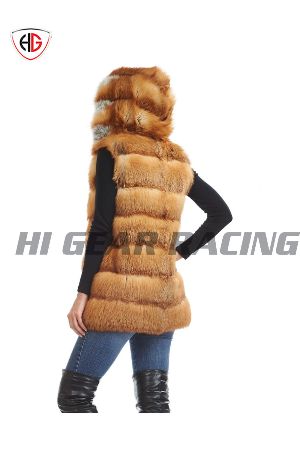 Hi Gear Racing Long Red Fox Fur Vest - Image 2