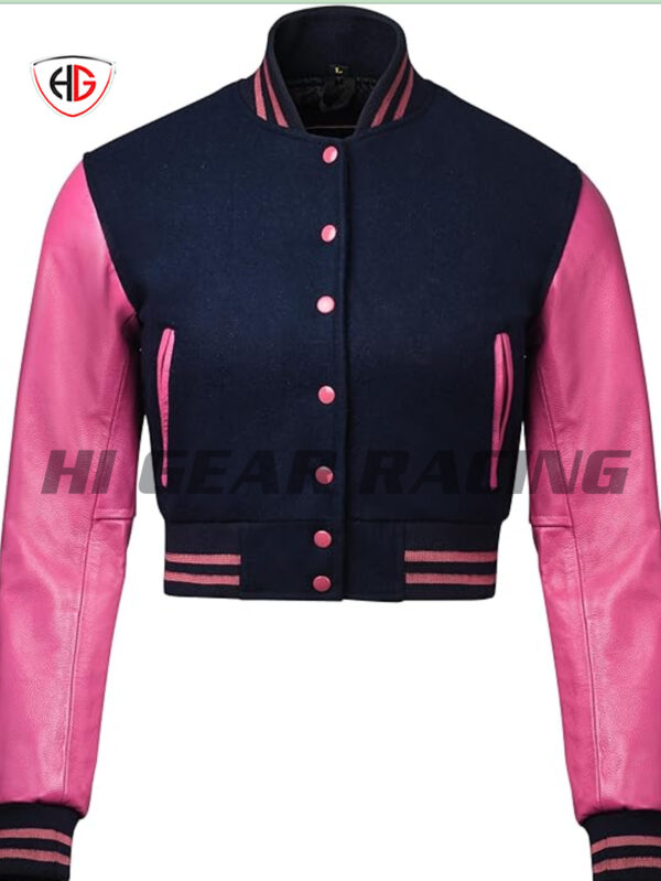 Hi Gear Racing Warrior Gears Cropped Varsity Jacket Women - Premium Quality Leather