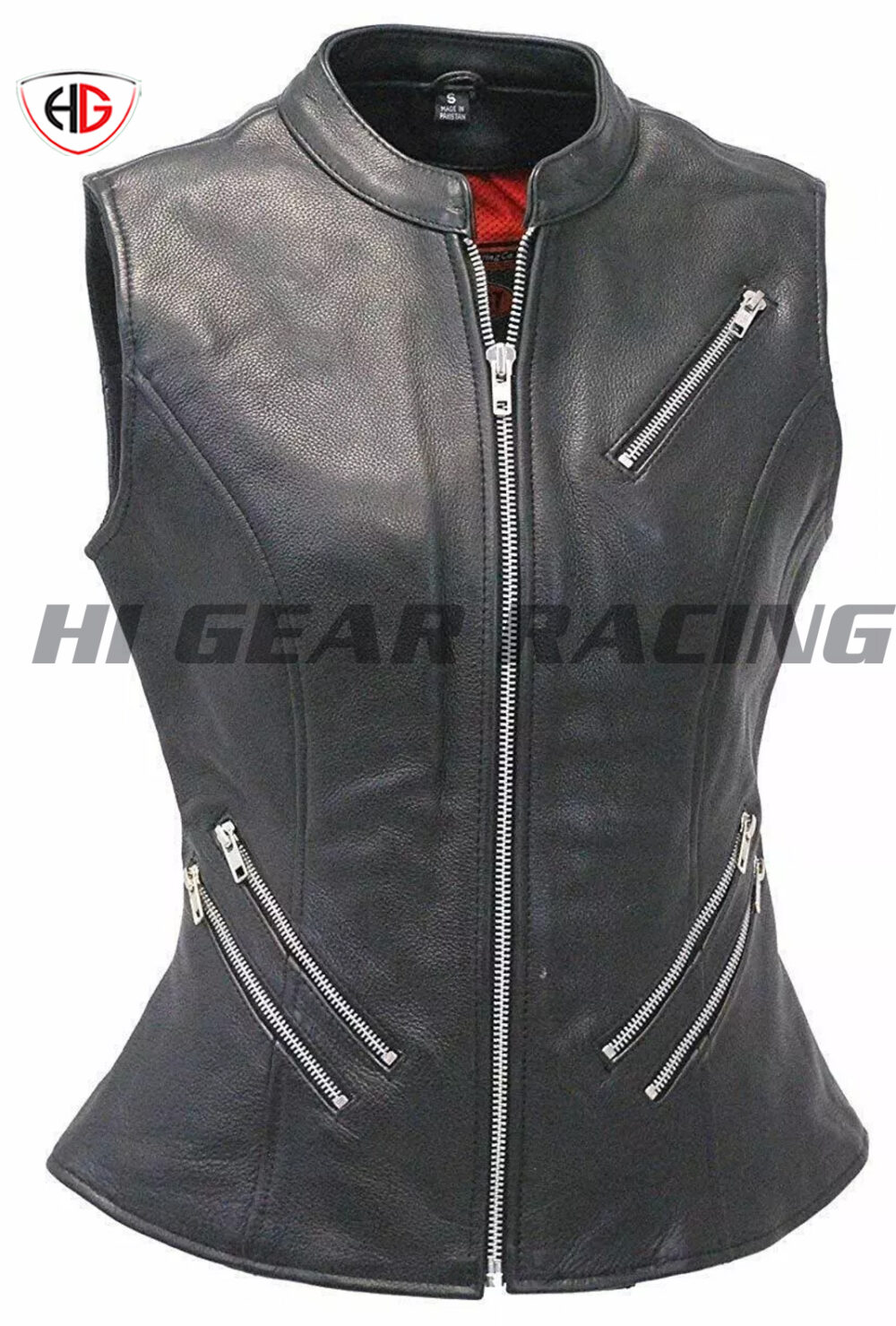 VearFit Women Zipper VestCoat Genuine Leather Vest