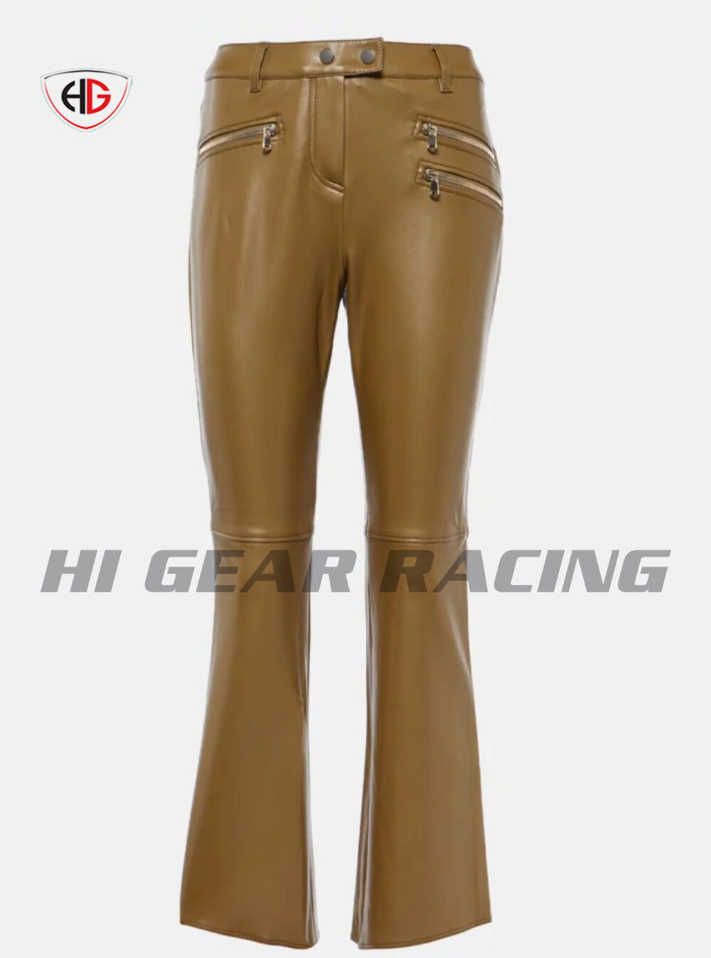 Biker Style Leather Pants For Women In Brown