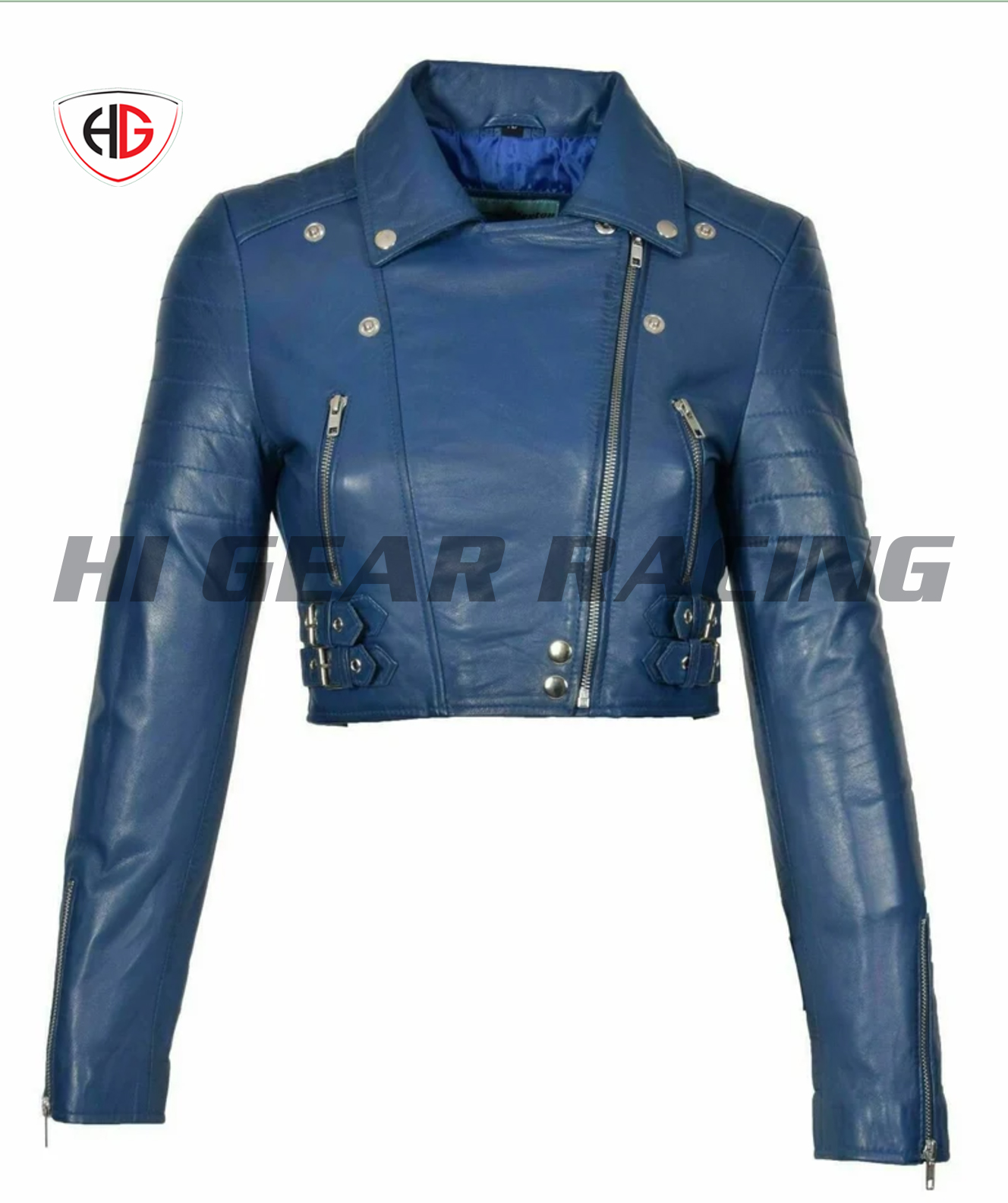 Ladies Biker Real Leather Jacket Cropped Short Body