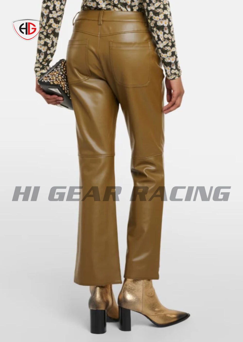 Biker Style Leather Pants For Women In Brown - Image 2