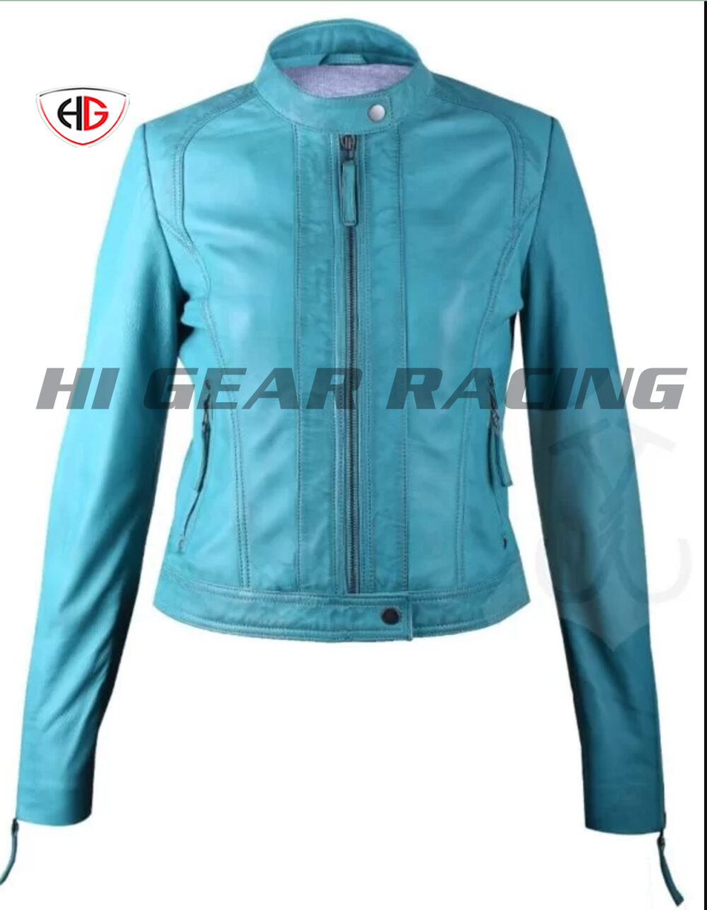 High Quality Women's Blue Leather Jackets