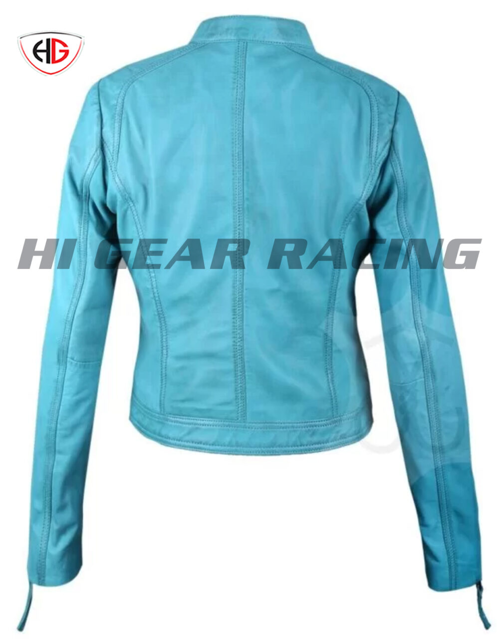High Quality Women's Blue Leather Jackets - Image 3