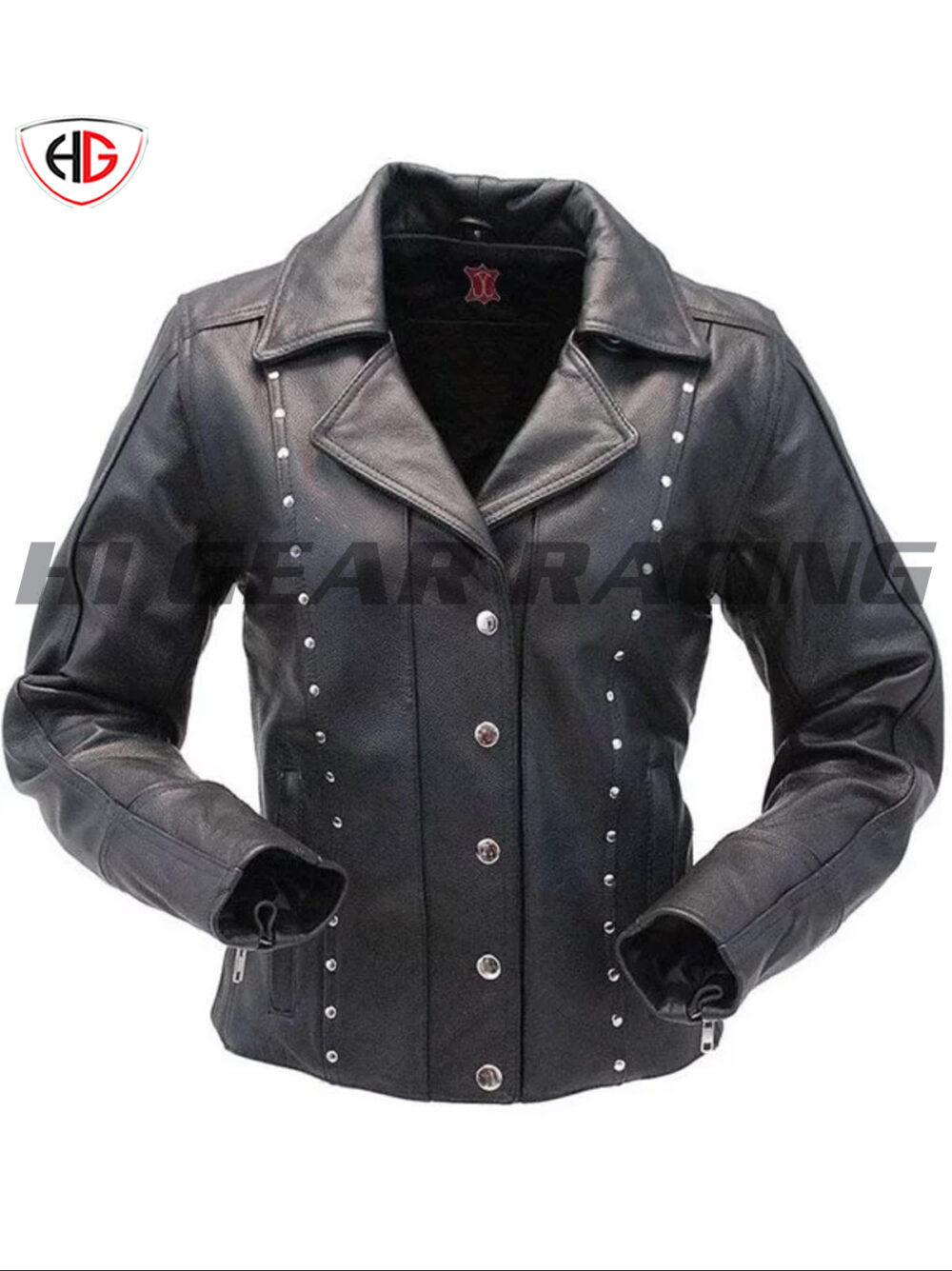 Womens Studded Leather Biker Jacket