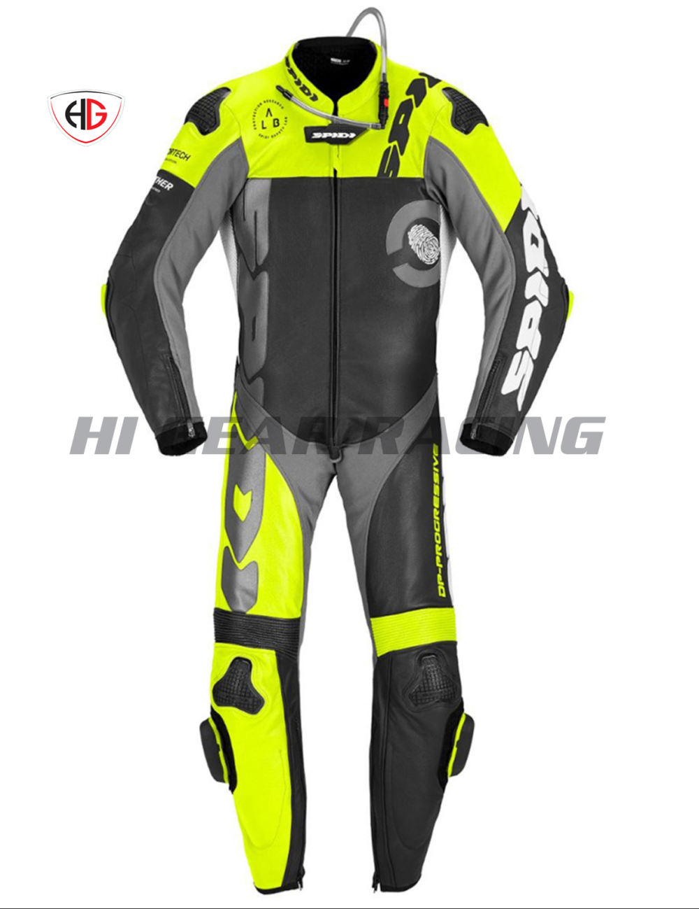 Spidi DP Progressive Perforated Pro 1 Piece Suit - Black / Fluo Yellow / White / Grey